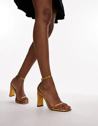 Topshop Goldie high heeled two part sandal in gold