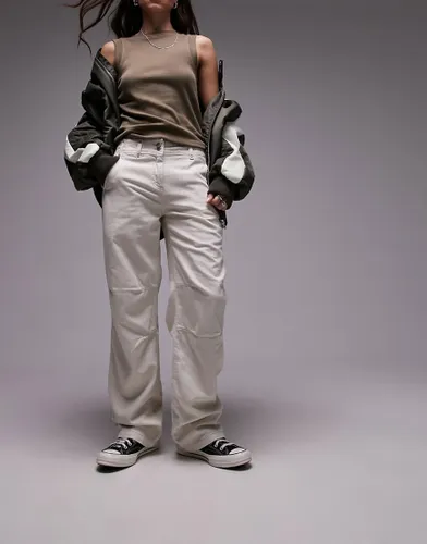 Topshop low rise trouser in ecru-White