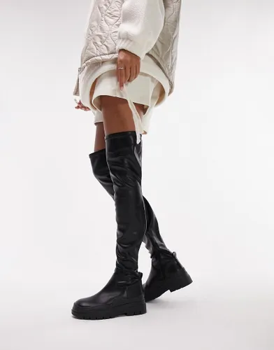 Topshop Martha over the knee stretch boot in black