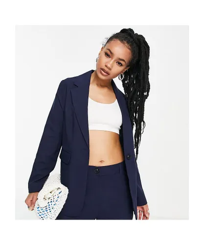 Topshop Petite Womens fitted blazer in navy - Blue