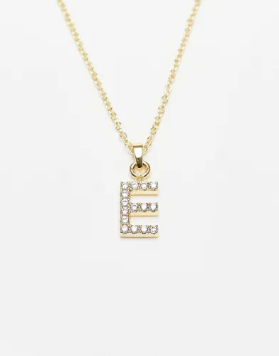Topshop premium chain and diamante E initial charm-Gold