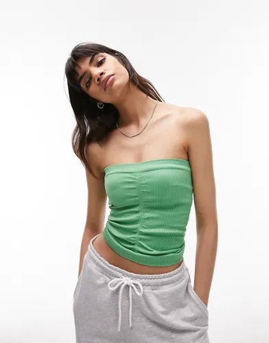 Topshop seamless ruched bandeau in green