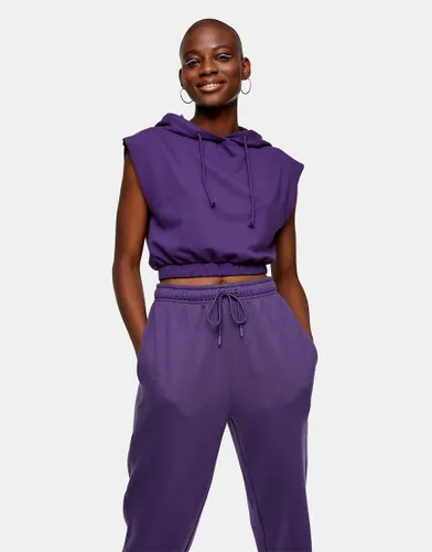 Topshop sleeveless hoodie in purple
