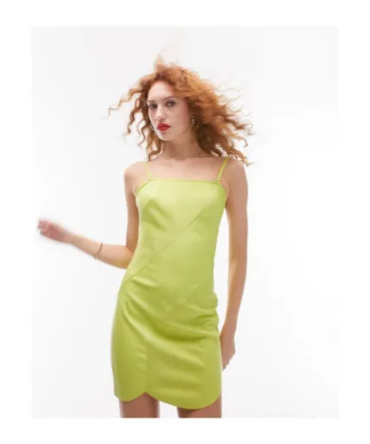Topshop Womens bandeau panelled mini dress in lime-Green