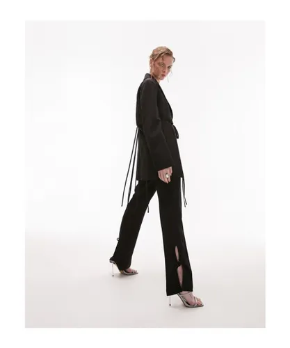 Topshop Womens co-ord cut-out flare trouser with ties in black