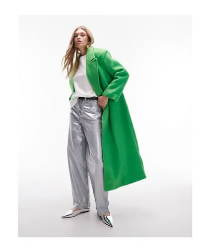 Topshop Womens extreme shoulder brushed overcoat in green