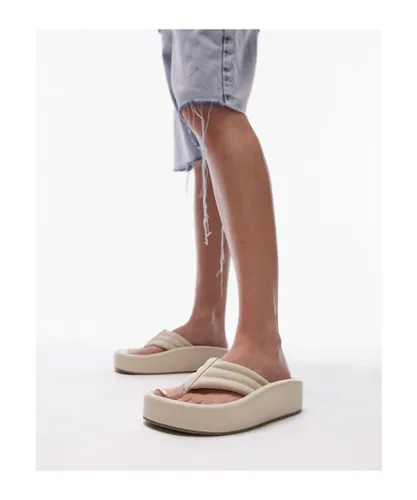 Topshop Womens Gigi toepost sunken footbed sandal in off white-Neutral - Stone Polyurethane