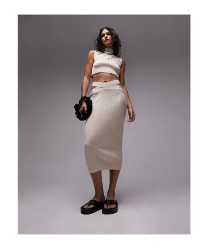 Topshop Womens knitted co ord skirt in stone-Neutral