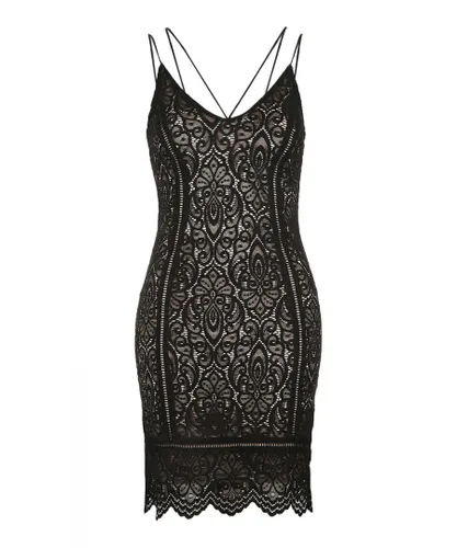 Topshop Womens Lace Strappy Plunge Dress - Black