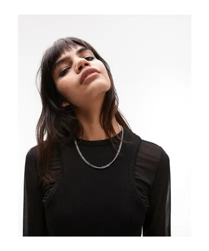 Topshop Womens mixed long sleeve top in black cotton