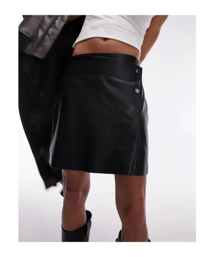 Topshop Womens popper wrap mini skirt in black