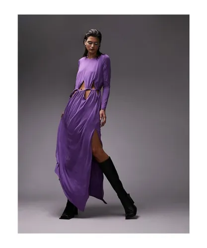 Topshop Womens Premium Limited Edition asymmetric cut out dress in purple-Multi