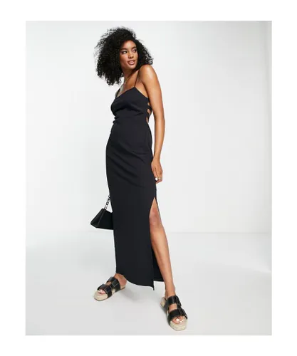 Topshop Womens strappy back jersey midi dress in black