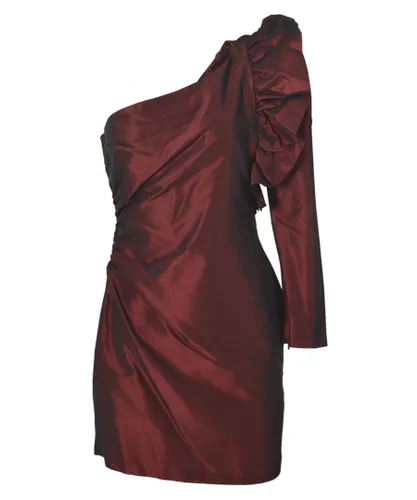 Topshop Womens Taffeta One Shoulder Dress - Burgundy