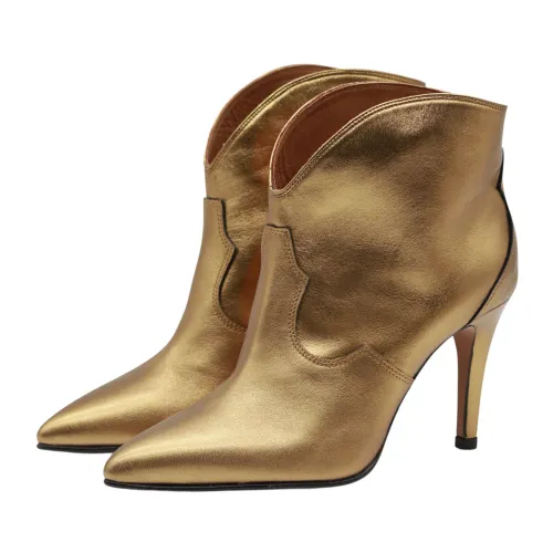 Toral , Bronze Leather Boots ,Yellow female, Sizes: