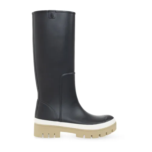 Tory Burch , Black and White Hurricane Rain Boots ,Black female, Sizes: