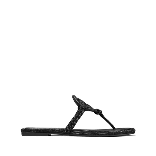 Tory Burch , Black Crystal-Embellished Sandals ,Black female, Sizes: