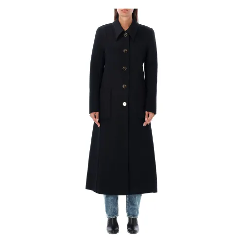 Tory Burch , Black Long Coat with Cinched Waist ,Black female, Sizes: