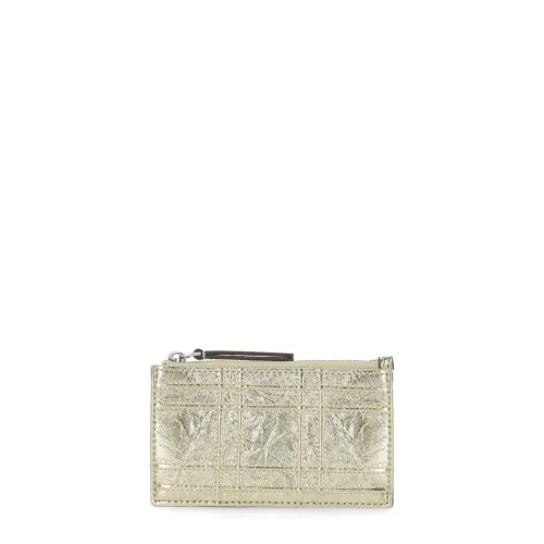 Tory Burch , Golden Metallic Leather Card Holder ,Beige female, Sizes: ONE SIZE
