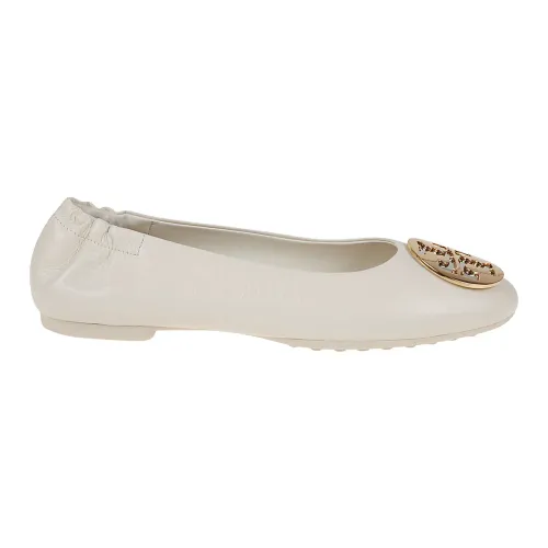 Tory Burch , New Ivory Silver Gold Ballet Flats ,White female, Sizes: