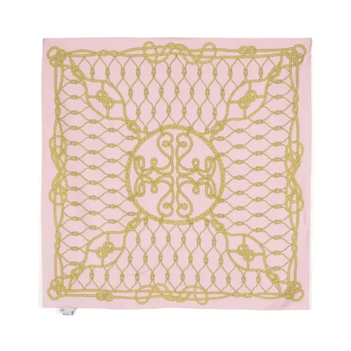 Tory Burch , Pink Silk Scarf with Rope Knot Print ,Multicolor female, Sizes: ONE