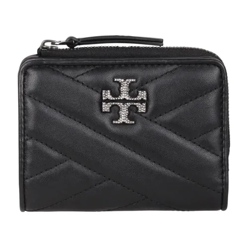 Tory Burch , Quilted Leather Wallet with Double T Motif ,Black female, Sizes: ONE SIZE