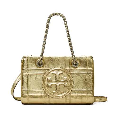 Tory Burch , Soft Metallic Quilt Mini Chain Tote ,Yellow female, Sizes: ONE SIZE
