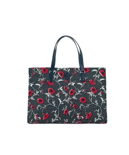 Tory Burch WoMens Medium Nylon Retro Batik Print Shoulder Tote Handbag - Navy/Red - One Size