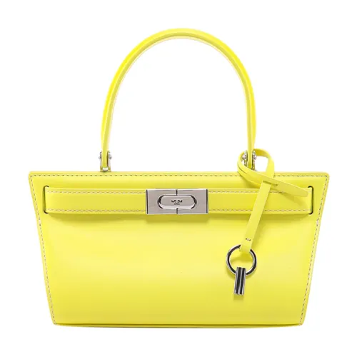 Tory Burch , Yellow Leather Handbag with Metal Buckle Closure ,Yellow female, Sizes: ONE SIZE