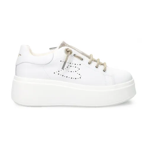 Tosca Blu , White Suede Slip-On Sneakers with Platform Sole ,White female, Sizes: