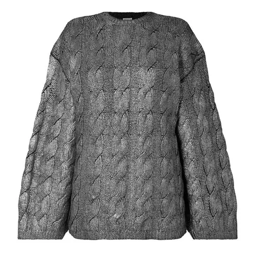 TOTEME Foil Cable Knit Sweater - Silver