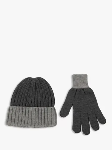 totes Chunky Knitted Hat and Gloves Set, Charcoal - Charcoal - Male