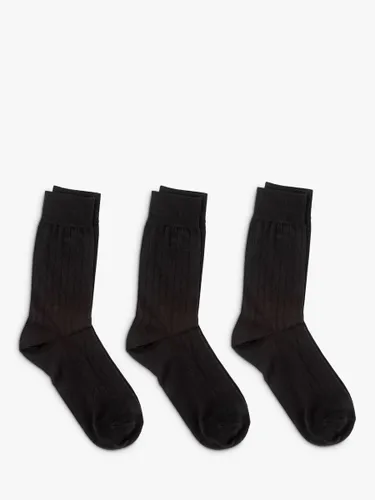 totes Italian Cotton Blend Ankle Socks, Pack of 3 - Black - Male