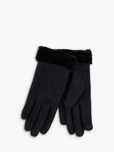 totes Ladies One Point Faux Suede Gloves, Black - Black - Female