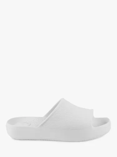 totes SOLBOUNCE Ribbed Slider Sandals - White - Female