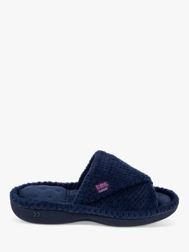 totes Textured Popcorn Turnover Mule Slippers - Navy - Female