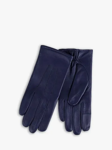 totes Three Point Water Repellent Leather Gloves, Navy - Navy - Female