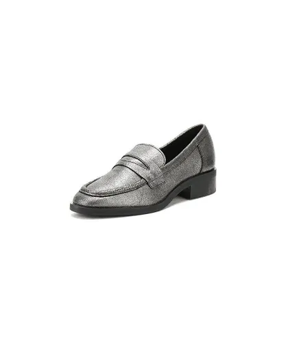 Tower London Womens 6303 Women’s Silver Pulverized Leather Loafers