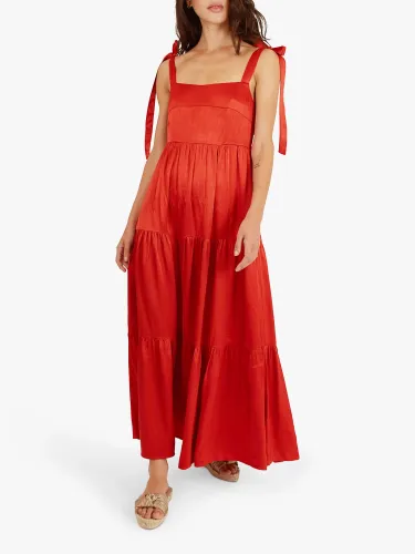 Traffic People Breathless Lily Tiered Maxi Dress, Rust - Rust - Female