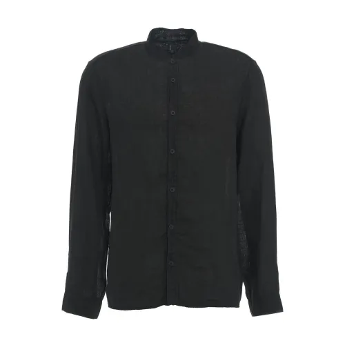 Transit , Italian Linen Shirt with Mandarin Collar ,Black male, Sizes: