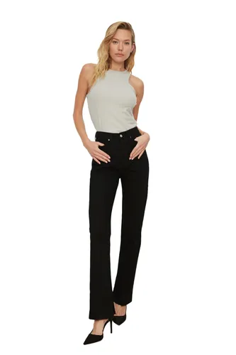 Trendyol Woman Basics High Waist Straight Leg Flare Jeans