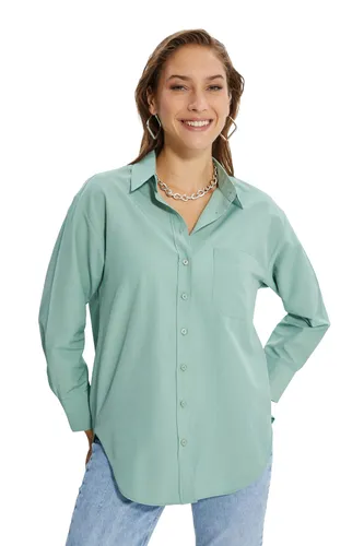 Trendyol Woman Basics Oversize Basic Shirt Collar Woven
