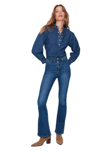 Trendyol Women High Waist Flare Leg Flare Jeans Blau