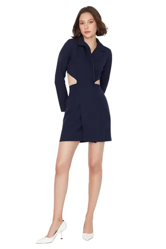 Trendyol Women Midi A-line Fitted Woven Dress Navy Blue