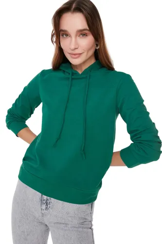 Trendyol Women Regular Basic Hood Knit Sweatshirt Emerald