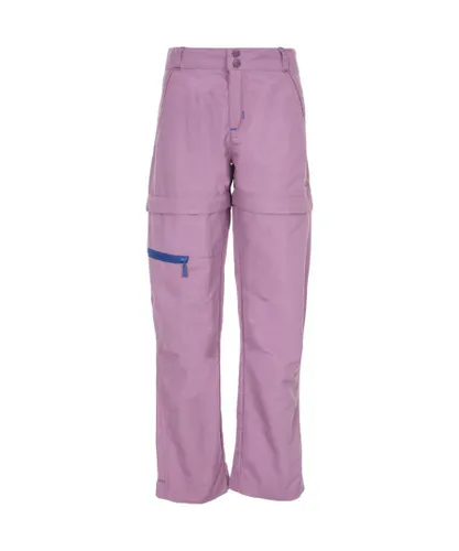 Trespass Girls Defender Adventure Turn Up Zip Off Trousers - Pink Polyester Ripstop
