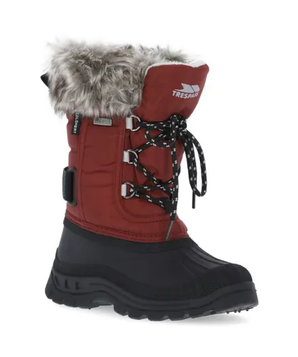 Trespass Girls Lanche Insulated Waterproof Winter Snow Boots - Red Rubber