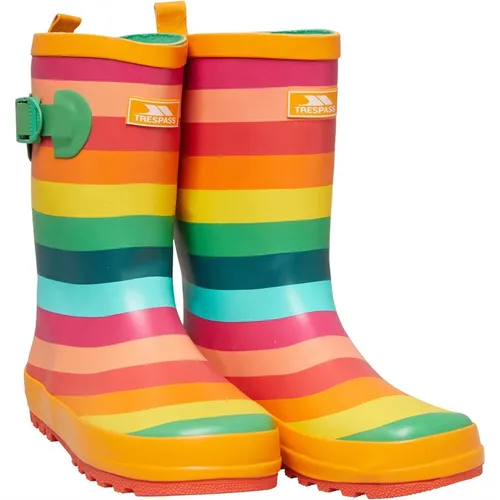 Trespass Girls Puddle Rainbow Printed Wellington Boots Rainbow Stripe