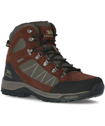 Trespass Mens Chavez Waterproof Mid Cut Walking Boots - Brown Rubber