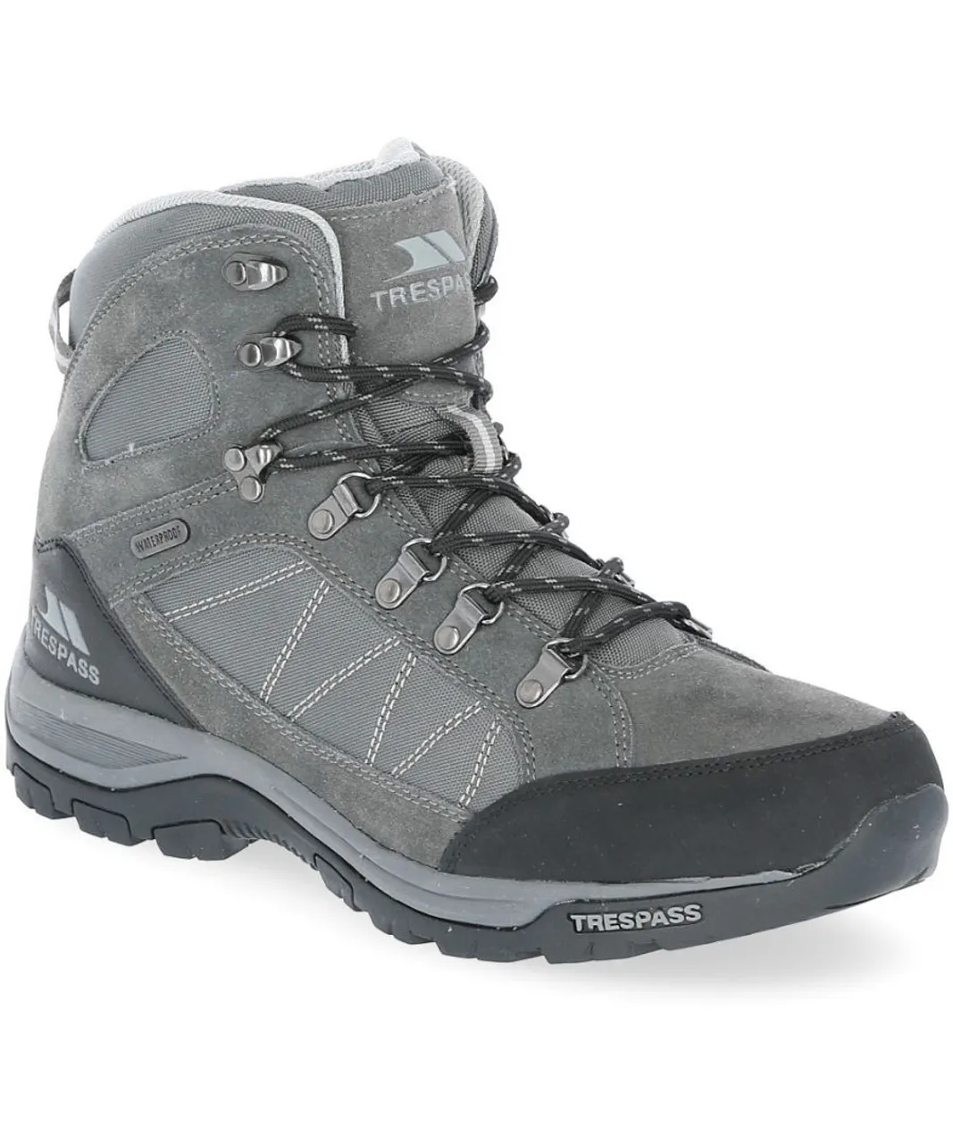 Trespass Mens Chavez Waterproof Mid Cut Walking Boots - Grey Rubber
